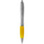 Stylo bille avec corps argenté et grip coloré Nash (encre bleue) - Argent / jaune