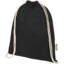 Sac avec cordon Oregon en coton recyclé 140 g/m² certifié GRS - Noir