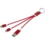 Câble de charge 4-en-1 Metal en aluminium recyclé avec porte-clés - Rouge