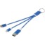 Câble de charge 4-en-1 Metal en aluminium recyclé avec porte-clés - Bleu royal