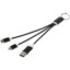 Câble de charge 4-en-1 Metal en aluminium recyclé avec porte-clés - Noir