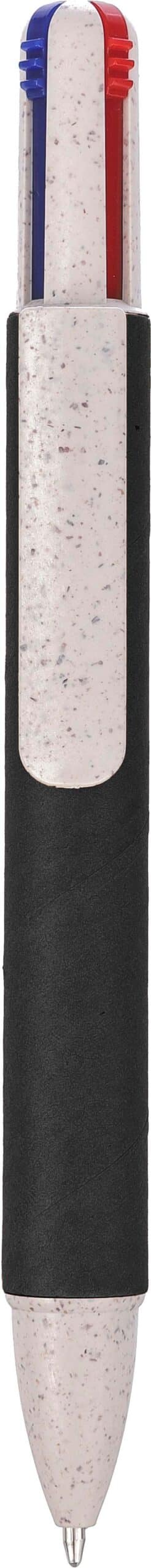 Stylo bille Deborah | Carton recyclé et paille de blé | 4 couleurs - Noir