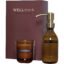 Distributeur de savon pour les mains de 250 ml et ensemble de bougies parfumées de 150 g Wellmark Discovery- parfum linge fra - Marron