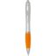 Stylo bille RCS en plastique recyclé avec corps argenté et grip coloré (encre noire) Nash - Orange