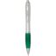 Stylo bille RCS en plastique recyclé avec corps argenté et grip coloré (encre noire) Nash - Vert