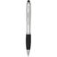 Stylo bille à stylet en plastique recyclé RCS avec corps coloré et grip noir (encre bleue) Nash - Argent