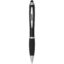 Stylo bille à stylet en plastique recyclé RCS avec corps coloré et grip noir (encre bleue) Nash - Noir